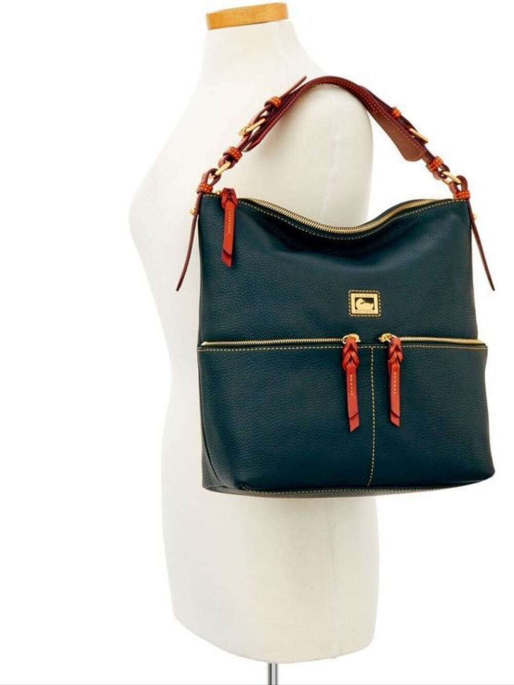 Dooney & Bourke Dillen Pocket Shoulder Bag Forest Green And Tan